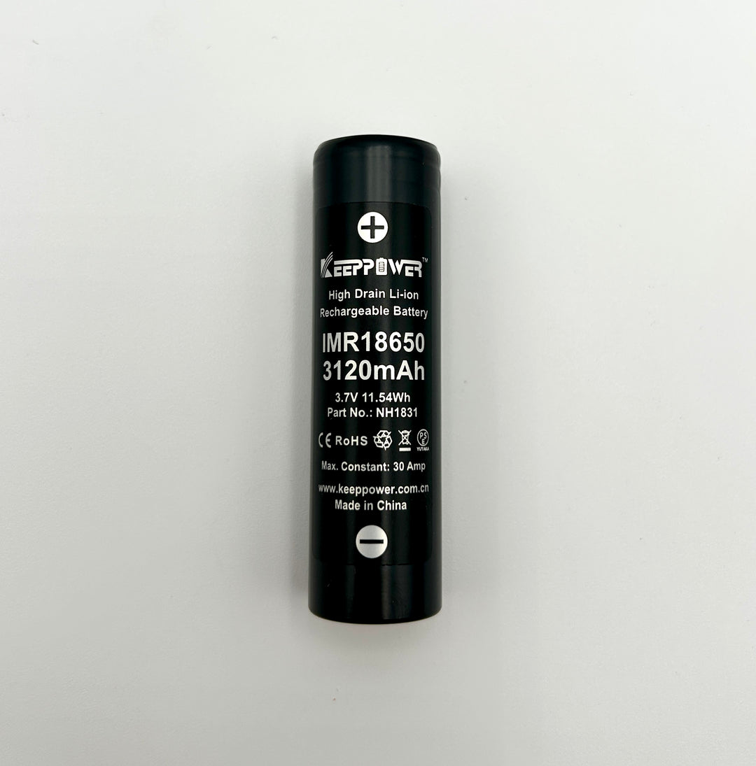 KeepPower 18650 3120mah 30A Button-Top Unprotected Cell