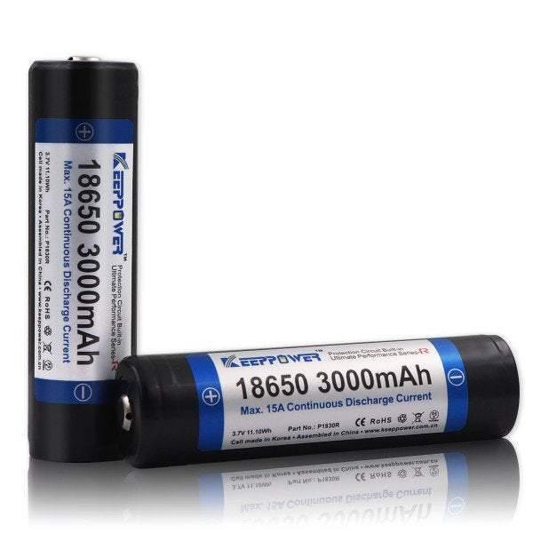 18650 KeepPower 3000mAh Protected High Discharge Button top