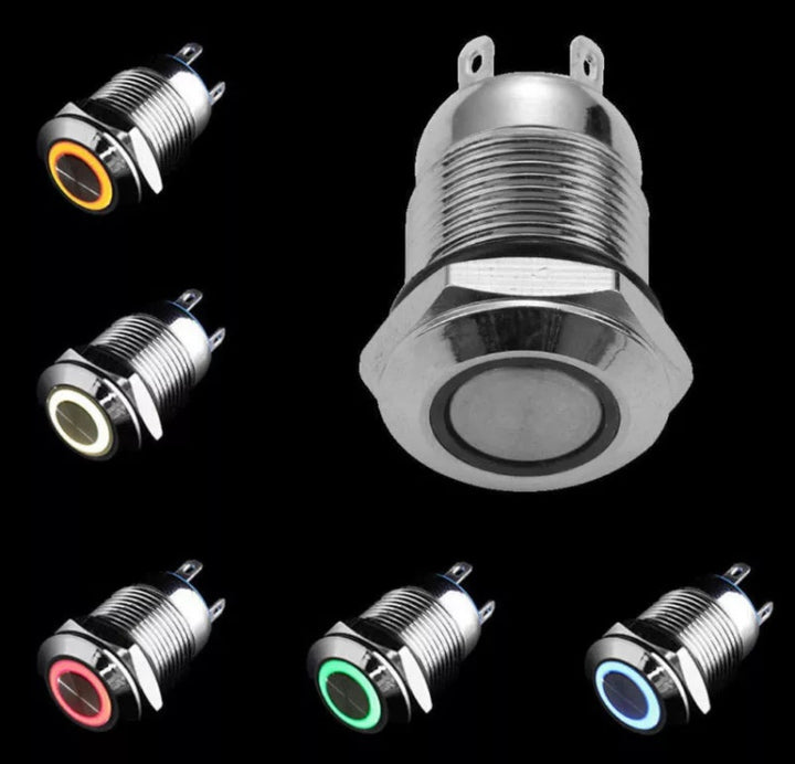 12mm Silver Momentary AV LED Switch