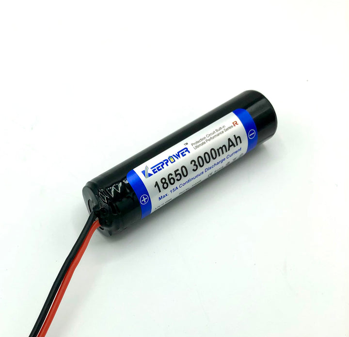 Keeppower 18650 Neopixel Battery 15A 3000mah Protected Button Top *Pre-Wired*